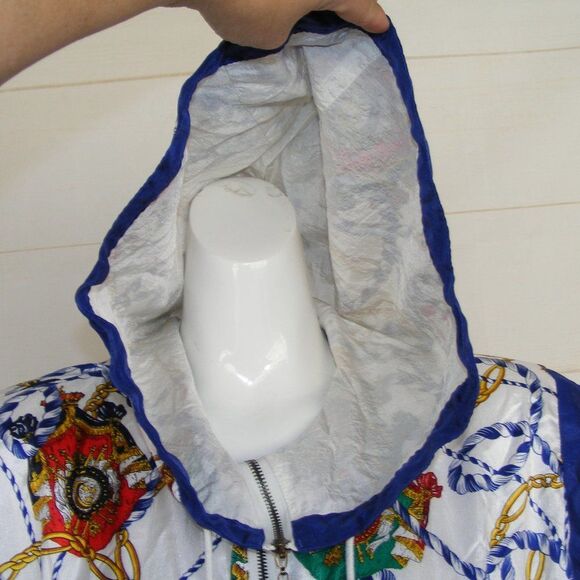 Lavon Track Jacket, M, Vintage, Nautical, Hooded, Pockets, Blue/White - Picture 5 of 15